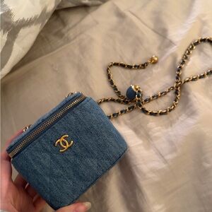 Perfect Condition Chanel Blue Denim Vanity Mini Bag